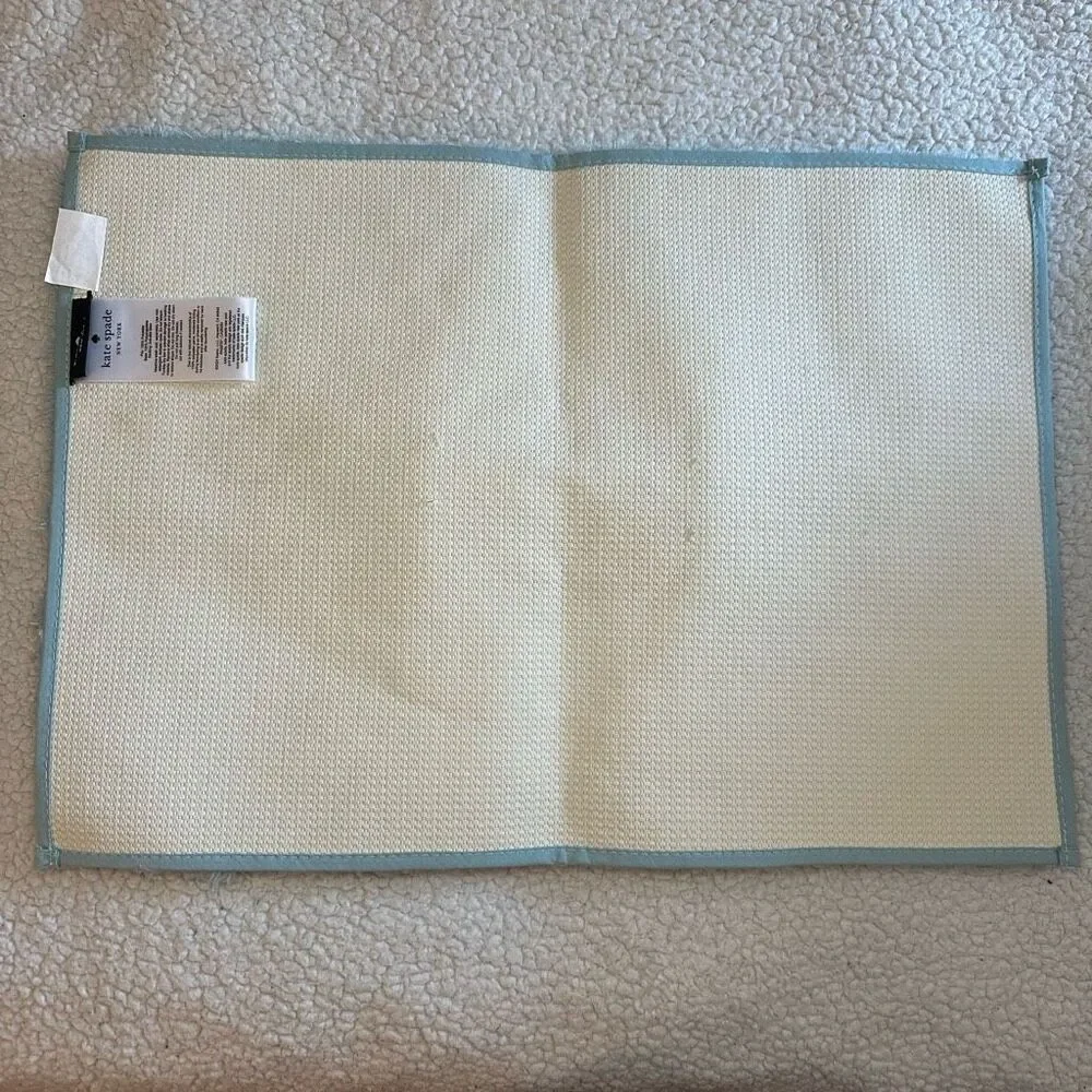 Kate Spade Bathroom Rug Fuzzy Dusty Blue Teal 17x24” NWT